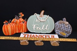 Fall Harvest Decor Mixed Lot - Hello Fall, Welcome & Thankful (4 Items)