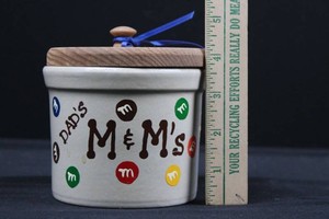 M&ms Ceramic Storage Canister With Wooden Lid