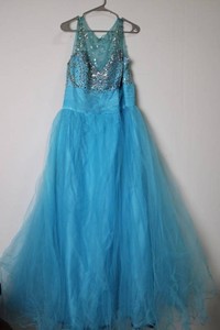 Turquoise Sequin and Tulle Formal Evening Gown XL-XXL