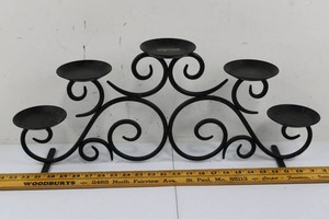 Black Metal Five-Candle Scrollwork Candelabra