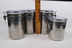 Stainless Steel Storage Canisters With Clamp Lids (Lot of 4)