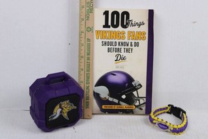 Minnesota Vikings ShockBox Speaker, Fan Book & Bracelet Mixed Lot