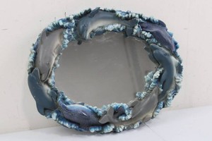 Ocean-Themed Dolphin & Seashell Wall Mirror 16 x 12