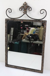 Ornate Fleur-de-Lis Scrollwork Wall Mirror 16.5 W x 27 H