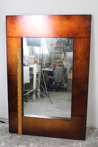 Large Wood-Framed Wall Mirror  48 X 31 in