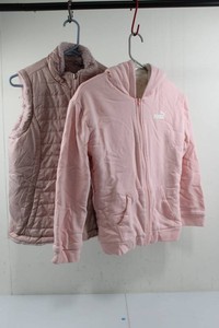 Puma Hoodie & Quilted Vest Pink Outerwear (Lot of 2)