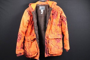 Mountn Prairie Orange Camo Hooded Hunting Jacket Size L