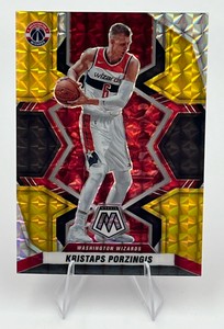 2021-22 Mosaic #153 Kristaps Porzingis Numbered 68 Black Gold Parallel Basketball Card