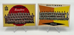 1959 & 1960 Topps Baseball Card Checklists - #397 Washington Senators & #494 Baltimore Orioles