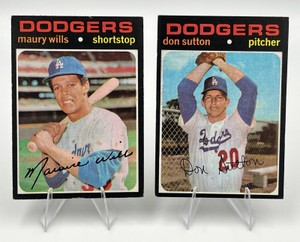 1971 Topps Baseball - Don Sutton #361 & Maury Wills #385 Los Angeles Dodgers