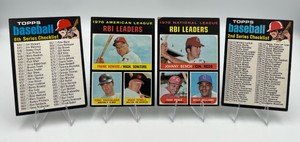 1971 Topps Baseball Checklists and RBI Leaders - #63 Powell  Howard  Conigliaro & #64 Bench  Perez  Williams