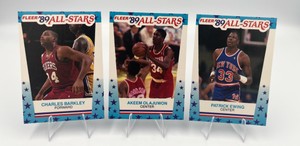 1989 Fleer Basketball Sticker Lot - #4 Charles Barkley  #2 Akeem Olajuwon  #7 Patrick Ewing