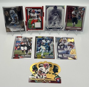 NFL Football RB Lot - RJ Harvey  Thurman Thomas  Chase Brown Patch Card  Gibbs  Bijan Robinson  Hampton  Monangai  Blake Corum