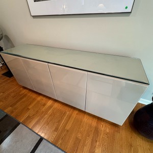 Modern White Glass Credenza