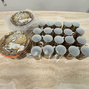 42 Piece China Set Enchanted Forest White Stag Decorativ