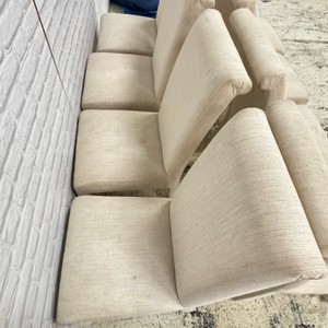 Set of 8 Ivory Upholstered High-Back Dining Chairs