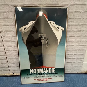 Vintage A.M. Cassandre Normandie 1935 Art Deco French Ocean Liner Framed Print
