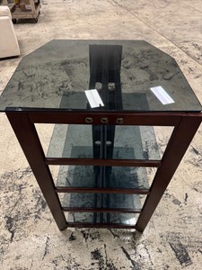 Cherry-Finish Glass TV Stand  Audio Equipment Rack with 4 Shelves