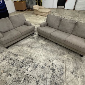 Gray Upholstered Sofa & Loveseat Set  2 Pieces