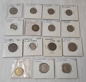 15 Coins from around the World. Mixed Dates and Denominations