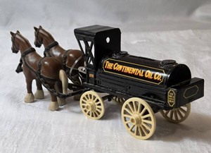 Vintage ERTL- Die-Cast "The Continental Oil Co." (Conoco) Horse-Drawn Tank Wagon Coin Bank.   (9" L x 4" H x 3" W)-VERY COLLECTIBLE