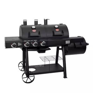 $665 Char-griller Texas trio 4 burner dual fuel with smoker in black