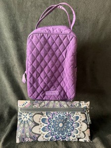 Vera Bradley Purple nsulated Lunch Bag & Mimosa Medallion Zippered Pouch Mixed Lot