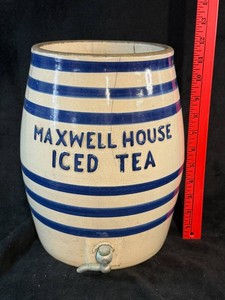 Maxwell House Iced Tea Stoneware Advertising Crock With Spigot