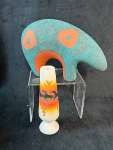 Signed Pottery Bear JS Lewis Pueblo of Acoma & Hozoni Navajo Vase signed M. Redhorse Mixed Lot
