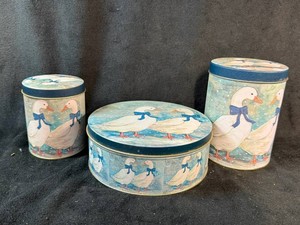 Decorative Goose Motif Metal Storage Tins (Lot of 3)