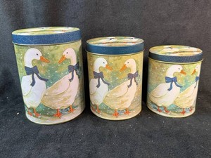 Decorative Goose Design Metal Canisters (Lot of 3)