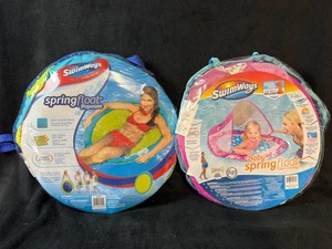 SwimWays Spring Float Adult Papasan & Baby Float With Sun Canopy (Lot of 2)