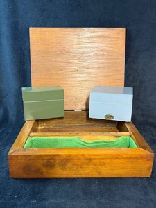 Wooden Box With Two Lit-Ning Card Files