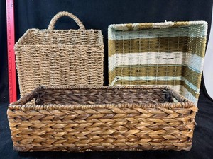 Woven Basket Storage Assortment - 3 Baskets