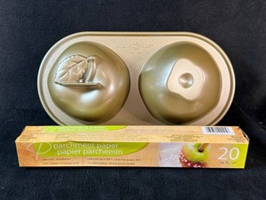 Nordic Ware Apple Cake Pan & Parchment Paper Mixed Lot