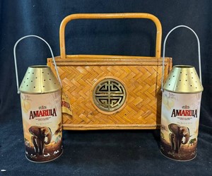 Bamboo Magazine Rack & Two Amarula Lanterns Mixed Lot
