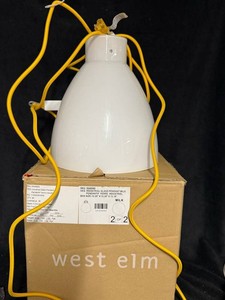 West Elm Industrial Glass Pendant Hanging Light Milk SKU 5545660