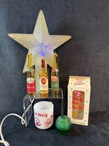 Christmas Decor Light up Tree Topper Wine Bottle Ormaments, Milk for Santa Glass, Avon Candle