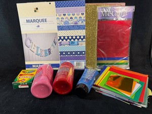 Craft Supplies Mixed Lot Paper, Marquee Stack Card Stock, Paint, Crayons
