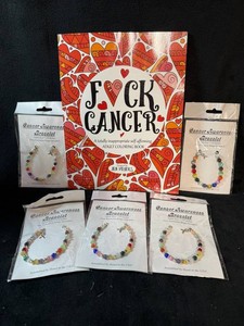 FCK Cancer Coloring Book & Cancer Awareness Bracelets Mixed Lot