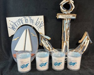 Lake Minnetonka Glasses  & Nautical Wall Decor Mixed Lot