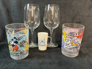 Disney Mickey Wine Glasses Mickey & Buzz Lightyear 100th Anniversary Glassware and Starbucks Disneyland Mug Mixed Lot