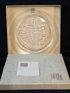Vintage Cristal Lalique 1972 Coquillage Conch Shell Plate With Original Box