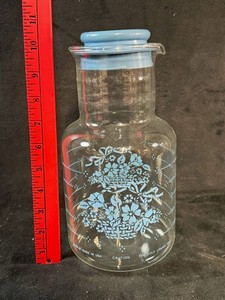 Vintage Pyrex Blue Floral Glass Refrigerator Pitcher