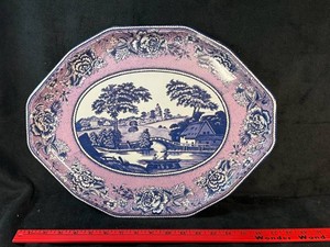 Daher Decorated Ware 11101 Pink Floral Pastoral Serving Platter