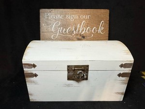 Decorative Wooden Chest Card box With Sign Please Sign Our Guestbook Wedding Rustic