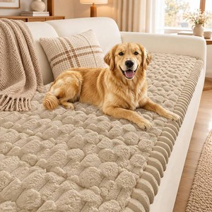 $60 Smiry Couch Covers for Dogs, Non Slip Fuzzy Pet Sofa Protector Washable