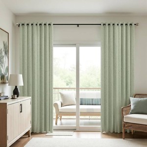 $45 Mrs.Naturall Light Sage Grommet Linen Blackout Curtains for Living Room 52x108 Inch Length