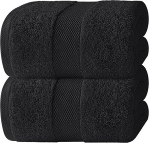 $40 White Classic Luxury Black Bath Sheets 2 Pack - Extra Large 35x70, 700 GSM