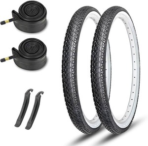 $38 26x2.125 Cruiser Bike Tires MOHEGIA 2-Pack 26 Inch Folding Tires with Pair Bike Tubes & Tire Levers Replacement Set for Beach Cruiser and Urban Commuting Bicycle
